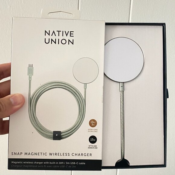 Native Union Snap Magnetic Wireless Charger 10ft USB-C Sage iPhone 12 or later - Picture 1 of 5